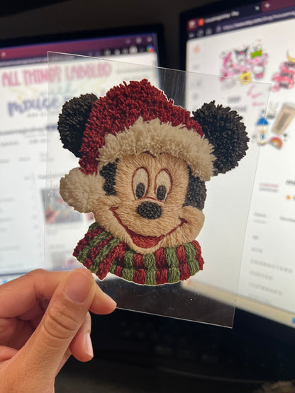 Latch Hook Yarn Faux Christmas Mickey and Friends UV Direct to Film Decals Christmas DIY Sticker