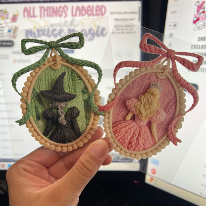 Wicked Latch Hook Yarn Faux Elphaba Galinda UV Direct to Film Decals DIY Cup Sticker