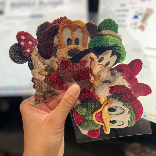 Latch Hook Yarn Faux Christmas Mickey and Friends UV Direct to Film Decals Christmas DIY Sticker