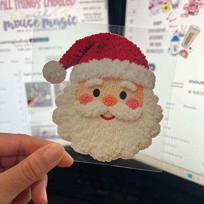 Latch Hook Yarn Faux Christmas Santa UV Direct to Film Decals Christmas Grinch DIY Sticker