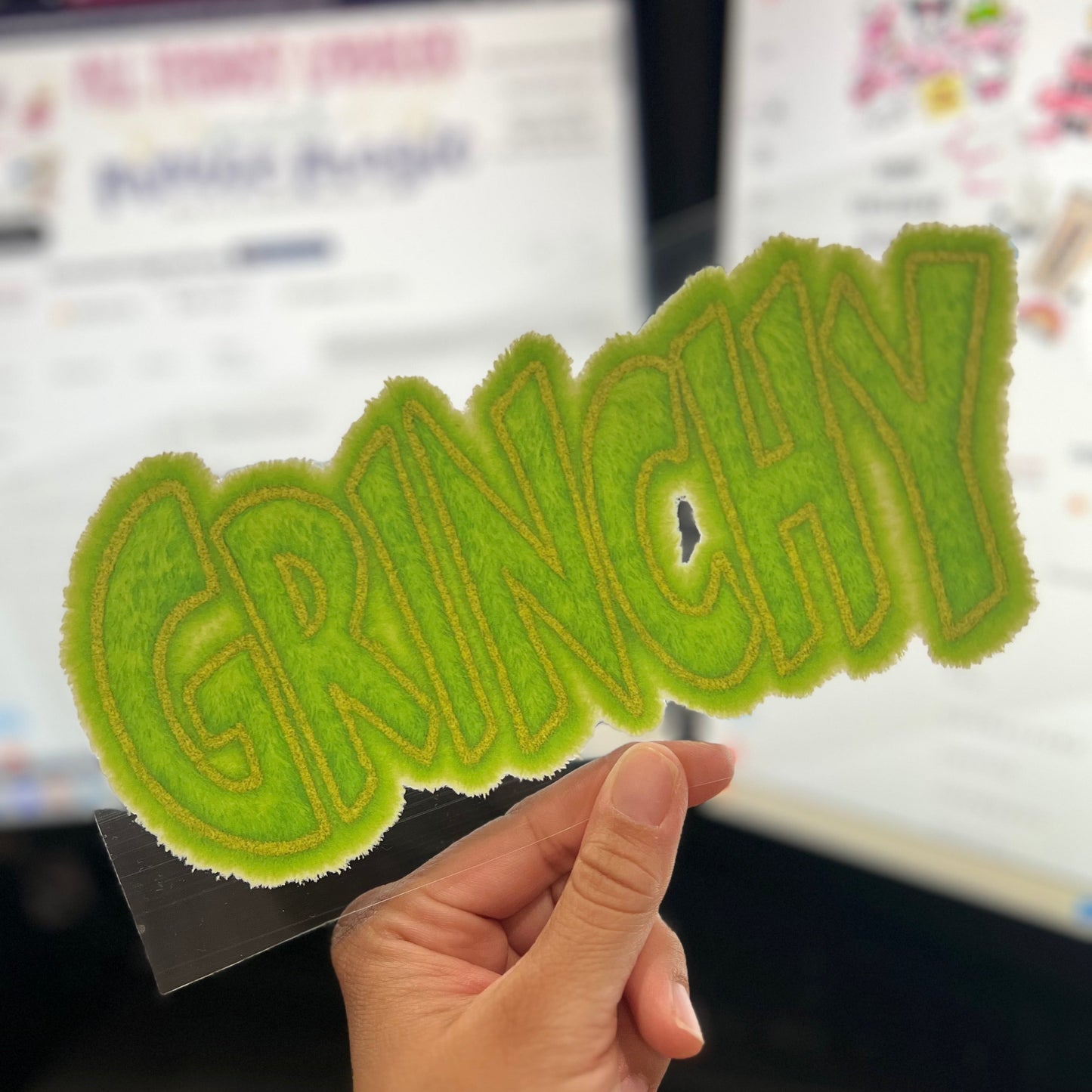 Faux Fur Grinchy UV DTF Decal Grinch Holiday Sticker | Ready to Apply Mean One Libby Cup Wrap