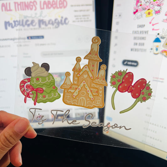Magical Mouse Christmas UVDTF Decal Tis the Season Minnie Mouse Castle Sticker