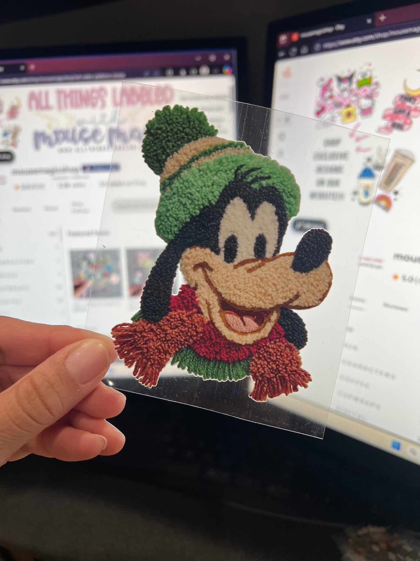 Latch Hook Yarn Faux Christmas Mickey and Friends UV Direct to Film Decals Christmas DIY Sticker