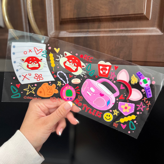 Disney Turning Red UV DTF 16 oz Cup Wrap | Permanent Decal For Hard Surfaces Waterproof Red Panda Inspired Pixar Sticker