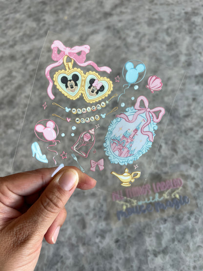 Mickey & Minnie Vintage Locket UVDTF Decal Disneyland Inspired Permanent Sticker